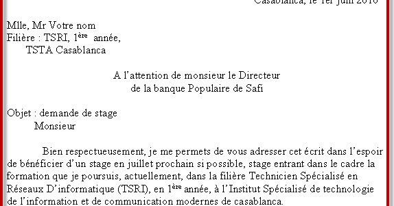 Exemple Demande De Stage Dans Une Banque Pdf  Le Meilleur Exemple